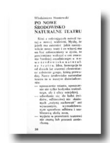 Po nowe środowisko naturalne teatru