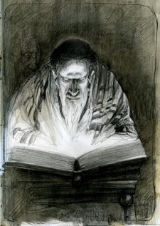Ilustracja do opowieści chasydzkiej o Widzącym z Lublina, rysunek Roberta Sawy