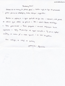 List do Henia Żytomirskiego. ZSO nr 4 w Lublinie.