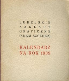 Okładka "Kalendarza na rok 1939"