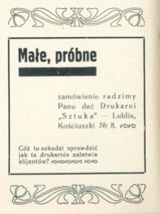 Reklam drukarni &bdquo;Sztuka&rdquo;