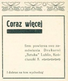 Reklama drukarni "Sztuka"