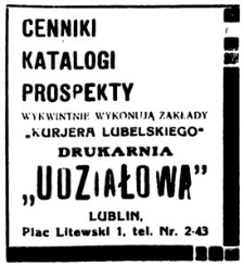 Reklama drukarni Udziałowej