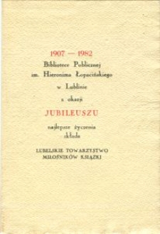 Druk okolicznościowy LTMK dla Biblioteki Publicznej im. Hieronima Łopacińskiego