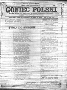 Pierwsza strona „Gońca Polskiego”, Lublin 01.01.1907