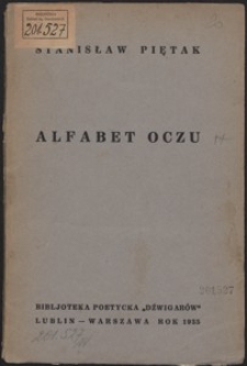 Okładka tomu wierszy "Alfabet Oczu"