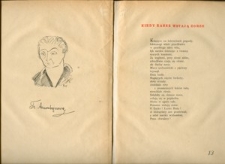 Strona "Antologi wsp&oacute;łczesnych poet&oacute;w lubelskich" z karykaturą Franciszki Arnsztajnowej