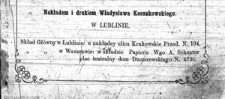 "Kalendarz Lubelski na rok1869" - fragment karty tytułowej z zapisem miejsca druku