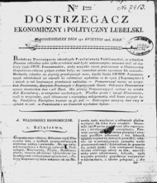 Strona tytułowa „Dostrzegacza ekonomicznego i politycznego lubelskiego”
