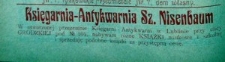 Reklama księgarni i antykwariatu Szlomo Baruch Nissenbauma