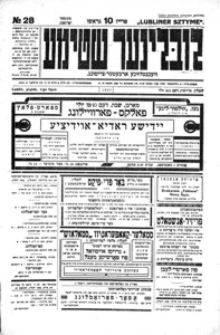 Pierwsza strona &bdquo;Lubliner Sztyme&rdquo; nr 28