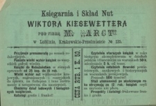 Reklama księgarni Kiesewettera