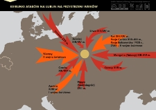 Kierunki atak&oacute;w na Lublin na przestrzeni wiek&oacute;w. Infografika