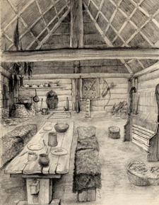 Wnętrze średniowiecznej ziemianki