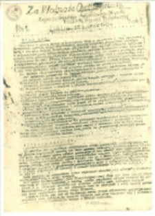 Za Wolność Ojczyzny i Ludu, R. I, nr 1, 1943