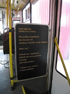 Wnętrze trolejbusu Miasta Poezji