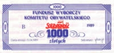 Fundusz Wyborczy Komitetu Obywatelskiego "Solidarność" 1000 zł [awers]