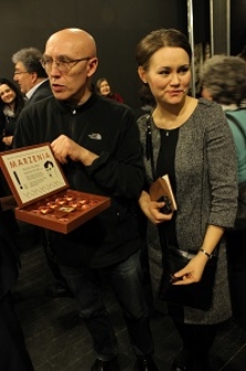 Katarzyna Mieczkowska-Czerniak wraz z Tomaszem Pietrasiewiczem podczas spotkania z okazji 111. urodzin Józefa Czechowicza