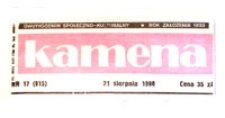 Kamena : dwutygodnik społeczno-kulturalny, R. 55 nr 17 (915), 21 sierpnia 1988