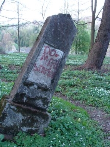 A gravestone at the Jewish cemetery in Lesko