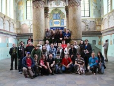 The group of tour guides at the Shtetl Routes seminar in the synagogue in Łańcut