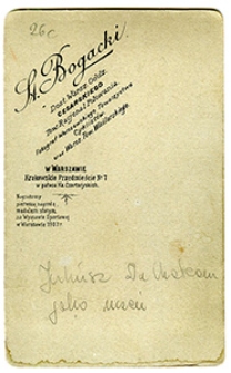 Juliusz Du Chateau - rewers fotografii