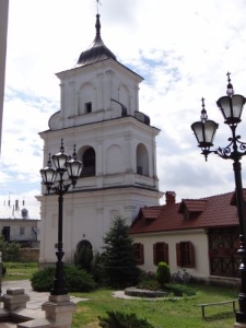 Baroque bell tower gate to the courtyard of the Basilian Monks convent in Zhovkva