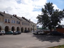 The historic architectural ensemble of the market square in Zhovkva