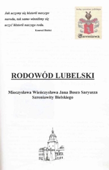 Rodow&oacute;d lubelski Mieczysława Wieńczysława Jana Bosco Saryusza Szreniawity Bielskiego
