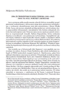 Ewa ze Świdzińskich Kiełczewska (1881-1963) - pani na Soli. Portret ziemianki.