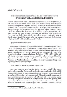 Dziedziczne pasje ziemianek z podbychawskich dworków: Wola Gałęzowska i Józwów