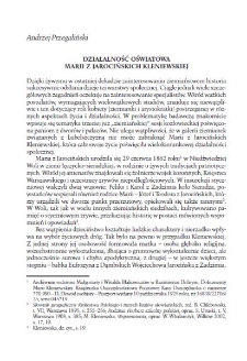 Działalność oświatowa Marii z Jarocińskich Kleniewskiej