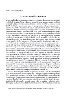 Ostatnie podr&oacute;że ziemian