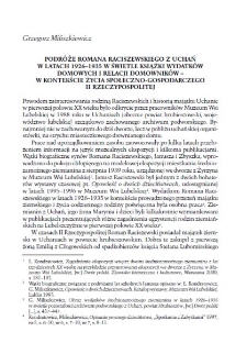 Podr&oacute;że Romana Raciszewskiego z Uchań w latach 1926-1935 w świetle Książki wydatk&oacute;w domowych i relacji domownik&oacute;w - w kontekście życia społeczno-gospodarczego II Rzeczpospolitej