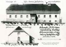 Rysunek elewacji bocznej i tylnej budynku mieszkalnego służby folwarcznej w Soli