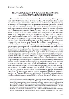 Biblioteki wędrowne w dworach ziemiańskich na Lubelszczyźnie w XIX i XX wieku