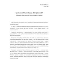 Społeczność lokatorska czy zbi&oacute;r jednostek? Mieszkańcy domu przy ulicy Krawieckiej 41 w Lublinie