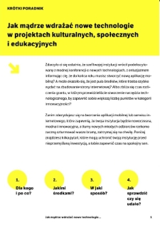 Jak mądrze wdrażać nowe technologie w projektach kulturalnych, społecznych i edukacyjnych - kr&oacute;tki poradnik