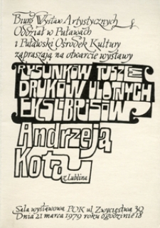 Kaligrafia, zaproszenie na wystawę w Puławach 1979