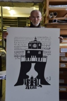 Andrzej Kot ze swoją grafiką VI