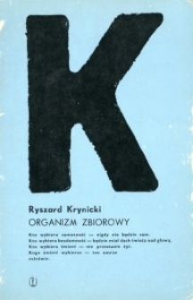 Okładka tomu poetyckiego Ryszarda Krynickiego "Organizm zbiorowy"