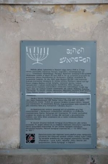 Sejny, Biała Synagoga, tablica informacyjna