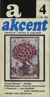 Akcent: literatura i sztuka. Kwartalnik. R. 1989, nr 4 (38)