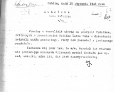 Pismo Związku Pszczelarzy w Lublinie z 19 stycznia 1946 roku w sprawie użycia cukru jako pokrycia wydatków Ośrodka w Pszczelej Woli