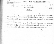 Pismo Związku Pszczelarzy w Lublinie z 19 stycznia 1946 roku w sprawie użycia cukru jako pokrycia wydatk&oacute;w Ośrodka w Pszczelej Woli