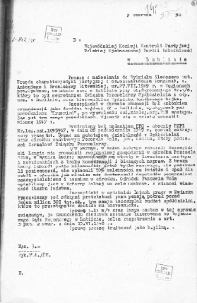 Pismo Wydziału Śledczego z 9 czerwca 1950 roku do Wojewódzkiej Komisji Kontroli Partyjnej o nadesłanie charakterystyki partyjnej ob. Szczepińskiego Longina