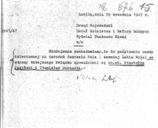 Pismo Rady Nadzorczej Sp&oacute;łdzielni Związek Pszczelarzy z dnia 29 września 1947 upoważniające ob. Stanisława Jasińskiego i Stanisława Surdackiego do podpisywania umowy dzierżawnej na Ośrodek Pszczela Wola
