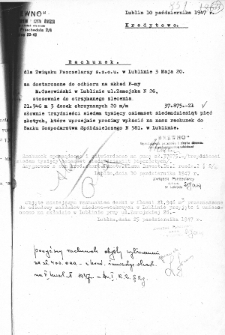 Rachunek Spółdzielni DREWNO z dnia 10 października 1947 dla Związku Pszczelarzy za dostarczone drewno