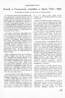 Artykuł Franciszka Osiaka „Pasieki w Tomaszowie Lubelskim w latach 1726-1808”