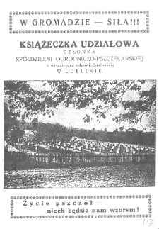 Książeczka udziałowa Stanisława Jasińskiego z dnia 25 marca 1931 roku członka Spółdzielni Ogrodniczo-Pszczelarskiej z ogr. odp. w Lublinie